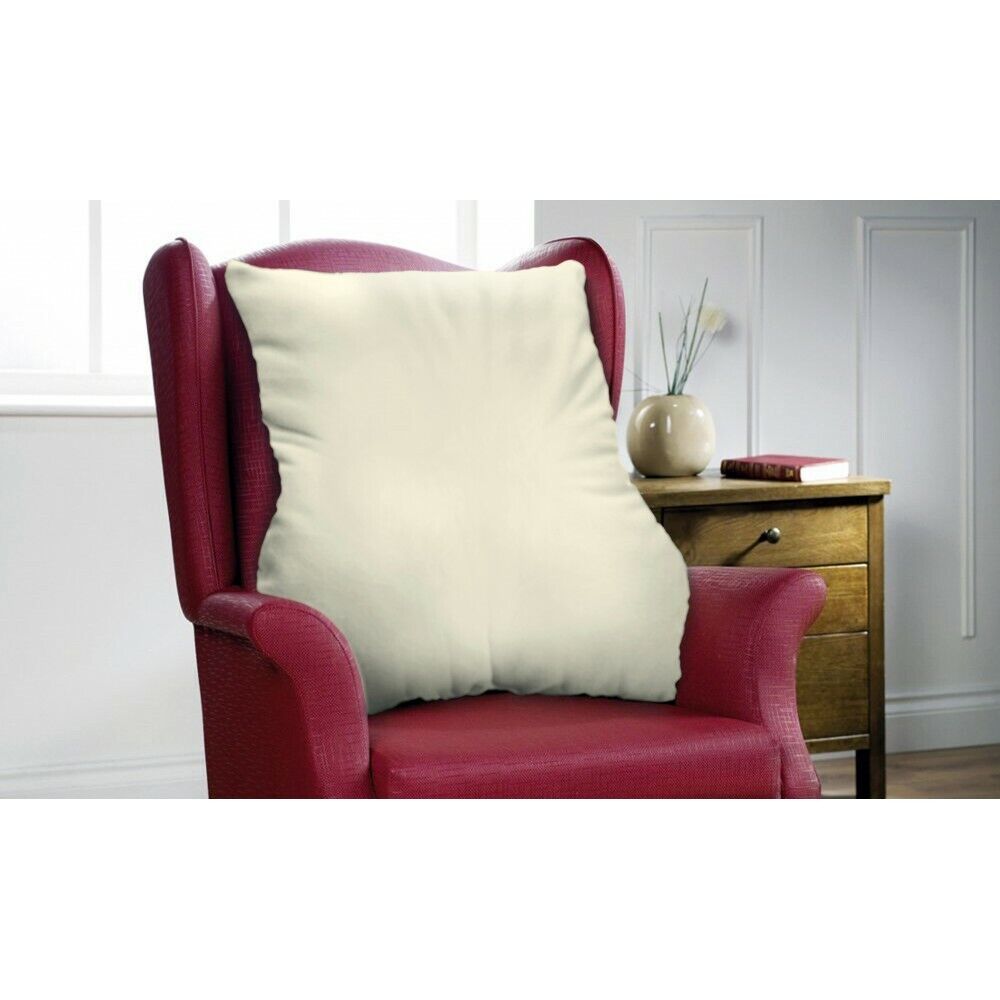 Cream LUMBAR / LOWER BACK SUPPORT CUSHION PILLOW *Fits any armchair* MADE  IN UK